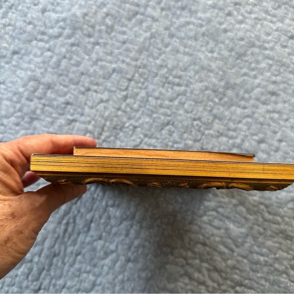 Vintage Photo Frame Elegant Gold & Brown Ornate Linen Border 3” x 4.5” Opening - Picture 9 of 16